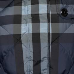 Pre Owned Burberry Brit Navy Blue Down Quilted Synthetic Long Sleeve Jacket XS