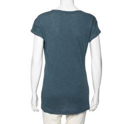 Burberry Brit Blue Check Cotton V Neck Top M