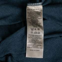 Burberry Brit Blue Check Cotton V Neck Top M