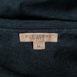 Burberry Brit Blue Check Cotton V Neck Top M