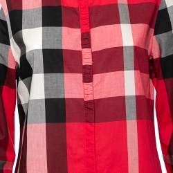 Pre Owned Burberry Brit Red Checkered Button Front Long Sleeve Shirt L