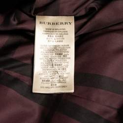 Pre Owned Burberry Brit Burgundy Synthetic Fox Fur Trimmed Puffer Jackets S