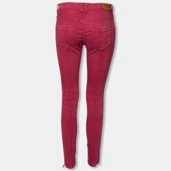 Pre Owned Burberry Brit Burgundy Cotton Skinny Mid Rise Jeans S