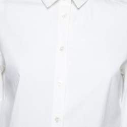 Pre Owned قميص بربري بريت طرف كاروهات قطن أبيض مزين بأزرار أمامية مقاس وسط ( ميديوم )