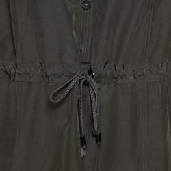 Pre Owned Burberry Brit Olive Cotton Drawstring Elasticized Waist Shirt Dress M