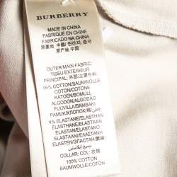 Pre Owned Burberry Brit Beige Honeycomb Knit Nova Check Collar Detail Polo T-Shirt S