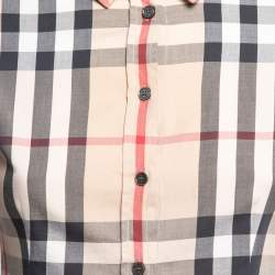 مملوكة مسبقًا Burberry Brit Beige Checkered Cotton Button Front Shirt XS