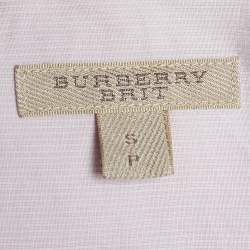 مملوكة مسبقًا قميص بربري قطن ستير مخطط و ردي بأزرار أمامية مقاس صغير