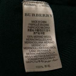 Pre Owned Burberry Brit Green Merino Wool Nova Check Cuff Detail Sweater S