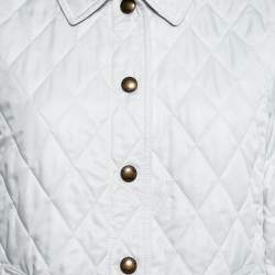 Pre Owned Burberry Brit White Diamond Quilted Tilbrooke Button Front Jacket M