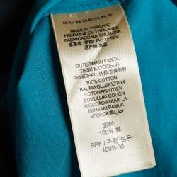 Burberry Brit Blue Exploded Check Cotton Concealed Button Shirt L