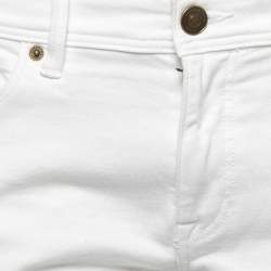 Pre Owned Burberry Brit White Denim Skinny Fit Cropped Jeans Waist 30