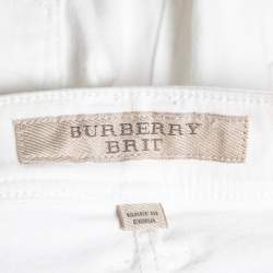 Pre Owned Burberry Brit White Denim Skinny Fit Cropped Jeans Waist 30