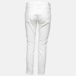 Pre Owned Burberry Brit White Denim Skinny Fit Cropped Jeans Waist 30