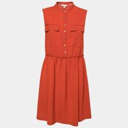 Burberry Brit Brown Button Front Sleeveless Mini Dress M