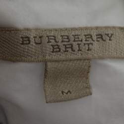 Burberry Brit White Cotton Check Trimmed Button Front Shirt M