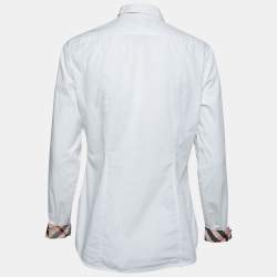 Burberry Brit White Cotton Check Trimmed Button Front Shirt M