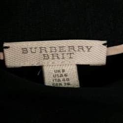 Pre Owned Burberry Brit Black Cotton Button Front Zip Embellished Midi Dress S