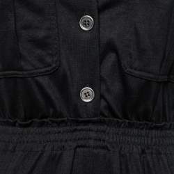 Pre Owned Burberry Brit Black Cotton Button Front Zip Embellished Midi Dress S