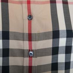 Burberry Brit Beige Nova Check Cotton Button Front Shirt  L