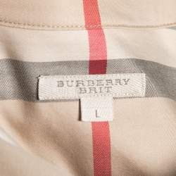 Burberry Brit Beige Nova Check Cotton Button Front Shirt  L