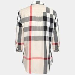 Pre Owned Burberry Brit Beige Novacheck Cotton Half Placket Detail Tunic S