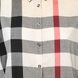 Pre Owned Burberry Brit Beige Novacheck Cotton Half Placket Detail Tunic S