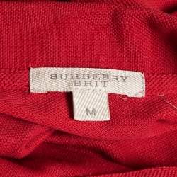 Burberry Brit Red Cotton Pique Long Sleeve Polo Shirt M