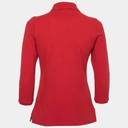 Burberry Brit Red Cotton Pique Long Sleeve Polo Shirt M