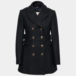 Burberry Brit Black Wool Double Breasted Coat S