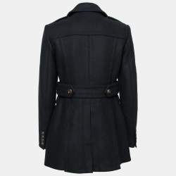 Burberry Brit Black Wool Double Breasted Coat S