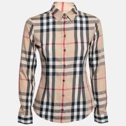 Burberry Brit Beige Nova Check Cotton Button Front Shirt XS