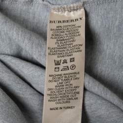 Burberry Brit Grey Cotton Puff Sleeve Polo T-Shirt S