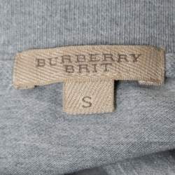 Burberry Brit Grey Cotton Puff Sleeve Polo T-Shirt S