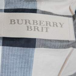 Burberry Brit Metallic Blue Leather Zip Front Biker Jacket S