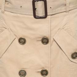 Burberry Brit Beige Cotton Button Front Belted Skirt S