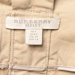 Burberry Brit Beige Cotton Button Front Belted Skirt S