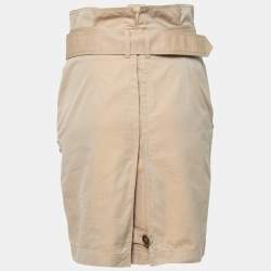Burberry Brit Beige Cotton Button Front Belted Skirt S