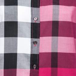 Pre Owned Burberry Brit Pink Novacheck Cotton Button Front Shirt M