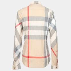 Pre Owned Burberry Brit Beige Novacheck Cotton Button Front Shirt L