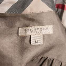 Pre Owned Burberry Brit Brown Silk & Cotton Button Front Tunic M