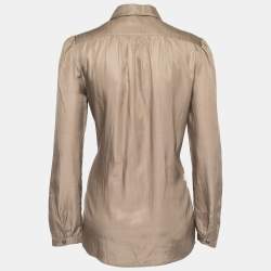 Pre Owned Burberry Brit Brown Silk & Cotton Button Front Tunic M