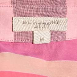 Burberry Brit Pink Novacheck Cotton Button Front Shirtdress M