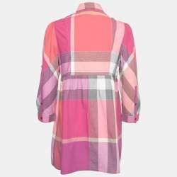 Burberry Brit Pink Novacheck Cotton Button Front Shirtdress M