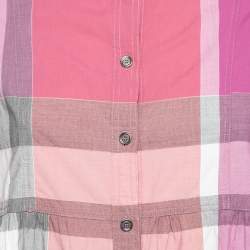 Burberry Brit Pink Novacheck Cotton Button Front Shirtdress M