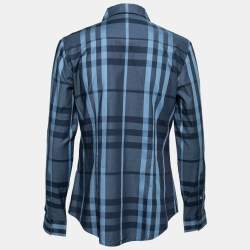 مملوكة مسبقًا Burberry Brit Blue Nova Check Cotton Long-Sleeve Shirt M