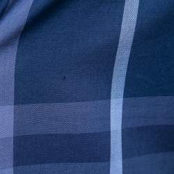 Pre Owned Burberry Brit Dark Blue Check Cotton Long-Sleeve Shirt M