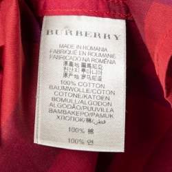 Pre Owned Burberry Brit Pink Madras Check Cotton Ruched Neck Detail Tunic S