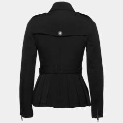 Pre Owned Burberry Brit Black Wool Pleated Peplum Jacket S