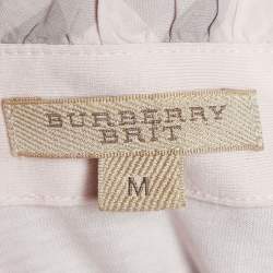 Burberry Brit Light Pink Cotton Checked Collar Polo T-Shirt M